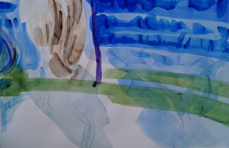 Poppy's Ponytail, July 2014, watercolour on paper 25in. x 38in.