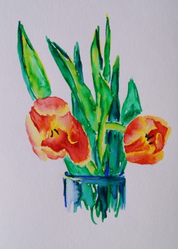 Tulips 2, Mar. 5, 2018, watercolour pens
