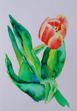 Tulips 3, Mar. 6, 2018, watercolour pens